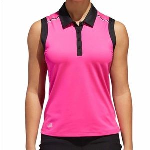 Adidas Sleeveless Golf Polo in Pink